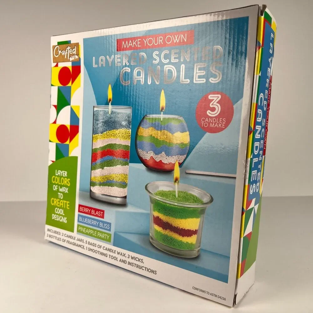 Make Your Own Layered Scented Candles 3 in Kit-Jars Wicks inc NEW SEALED BOX